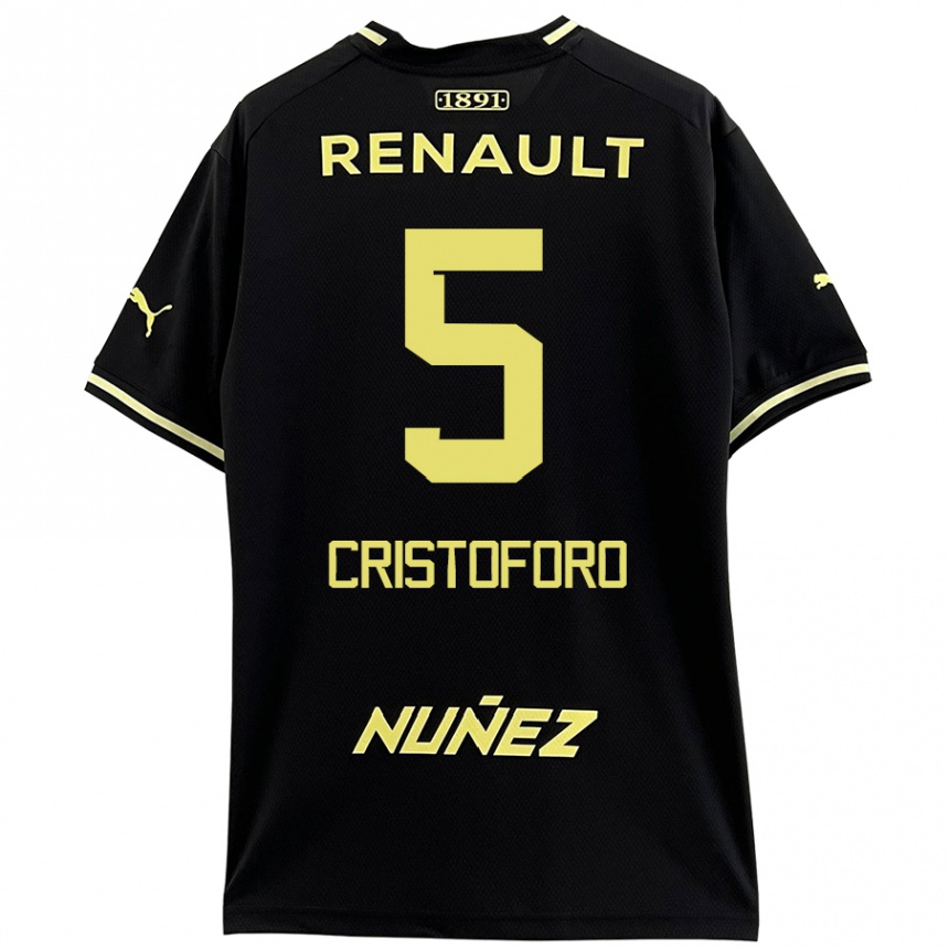 Enfant Football Maillot Sebastián Cristóforo #5 Noir Jaune Tenues Extérieur 2024/25 Canada