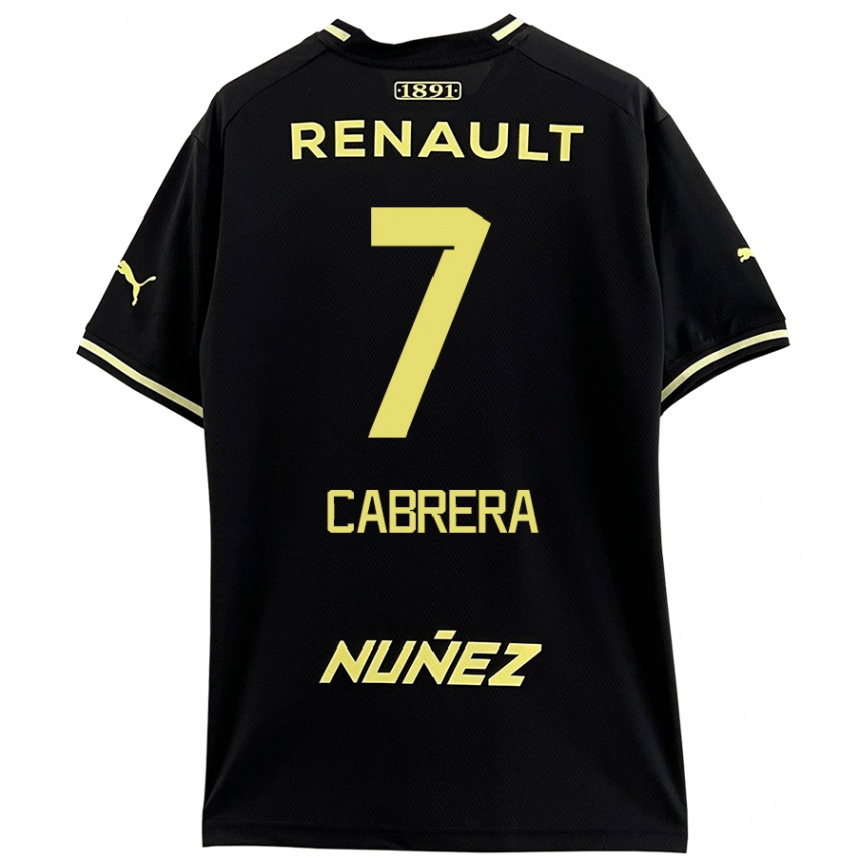 Kids Football Javier Cabrera #7 Black Yellow Away Jersey 2024/25 T-Shirt Canada