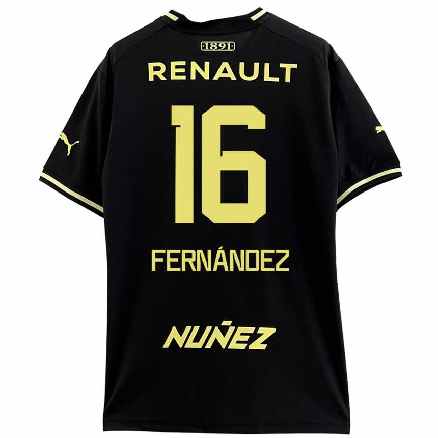 Kids Football Adrián Fernández #16 Black Yellow Away Jersey 2024/25 T-Shirt Canada