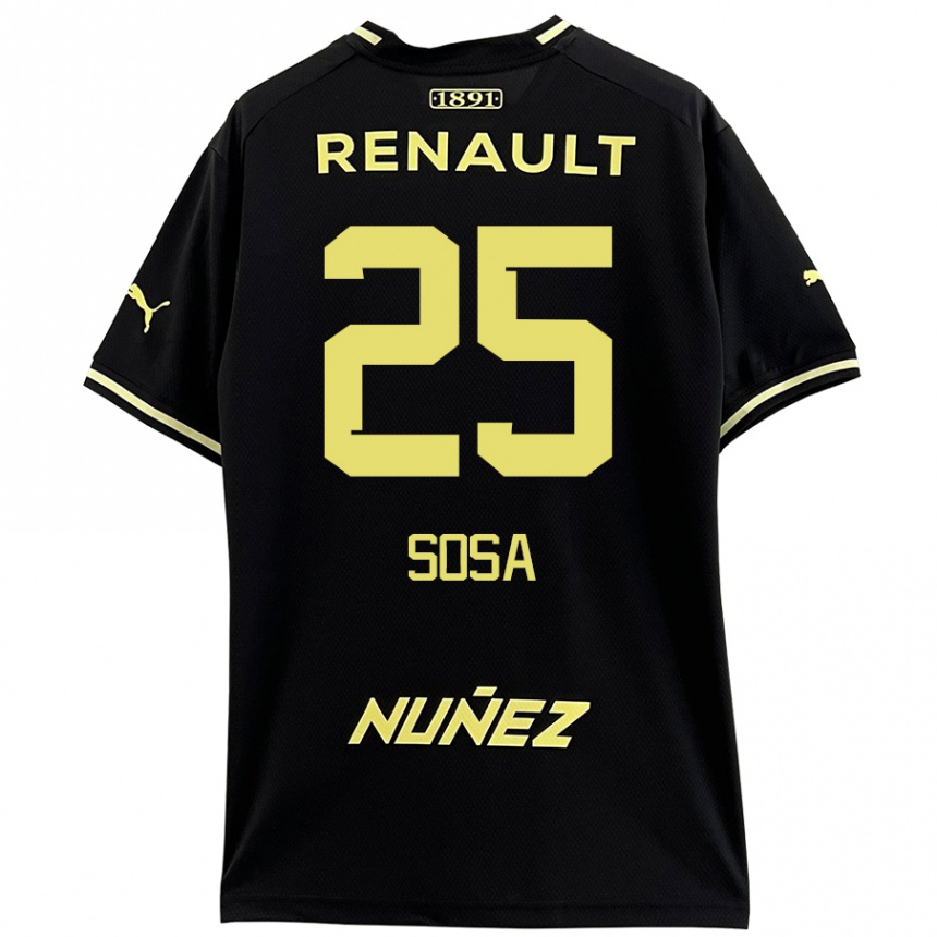 Kids Football Ignacio Sosa #25 Black Yellow Away Jersey 2024/25 T-Shirt Canada