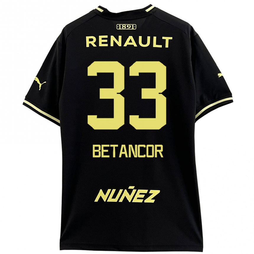 Kids Football Bruno Betancor #33 Black Yellow Away Jersey 2024/25 T-Shirt Canada