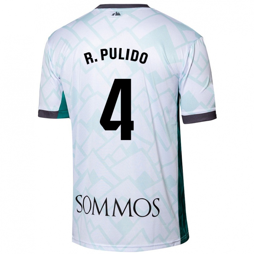 Kids Football Rubén Pulido #4 White Green Away Jersey 2024/25 T-Shirt Canada