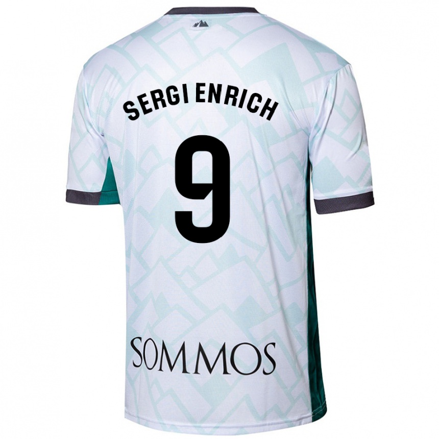 Enfant Football Maillot Sergi Enrich #9 Blanc Vert Tenues Extérieur 2024/25 Canada