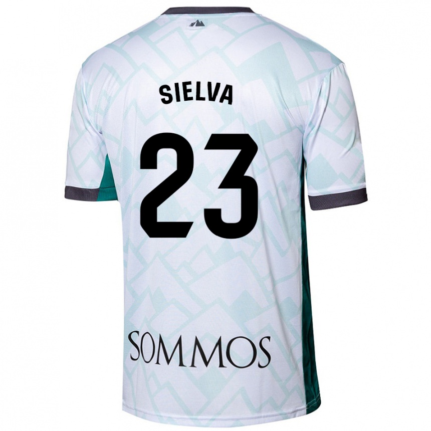 Kids Football Óscar Sielva #23 White Green Away Jersey 2024/25 T-Shirt Canada