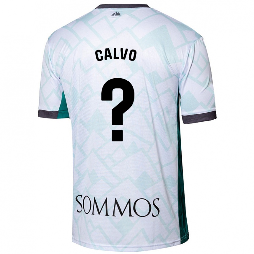 Kids Football Álex Calvo #0 White Green Away Jersey 2024/25 T-Shirt Canada