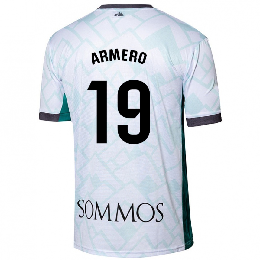 Enfant Football Maillot Sergi Armero #19 Blanc Vert Tenues Extérieur 2024/25 Canada