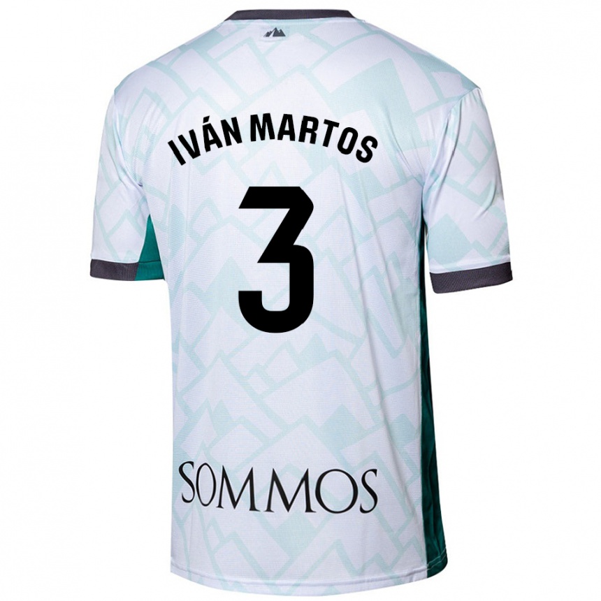 Kids Football Iván Martos #3 White Green Away Jersey 2024/25 T-Shirt Canada