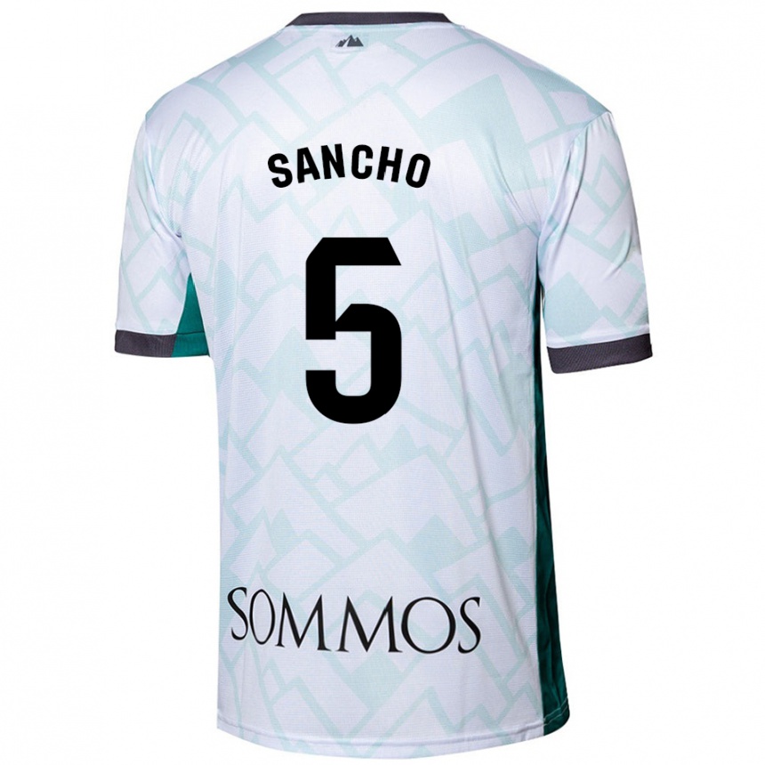 Enfant Football Maillot Esther Sancho #5 Blanc Vert Tenues Extérieur 2024/25 Canada