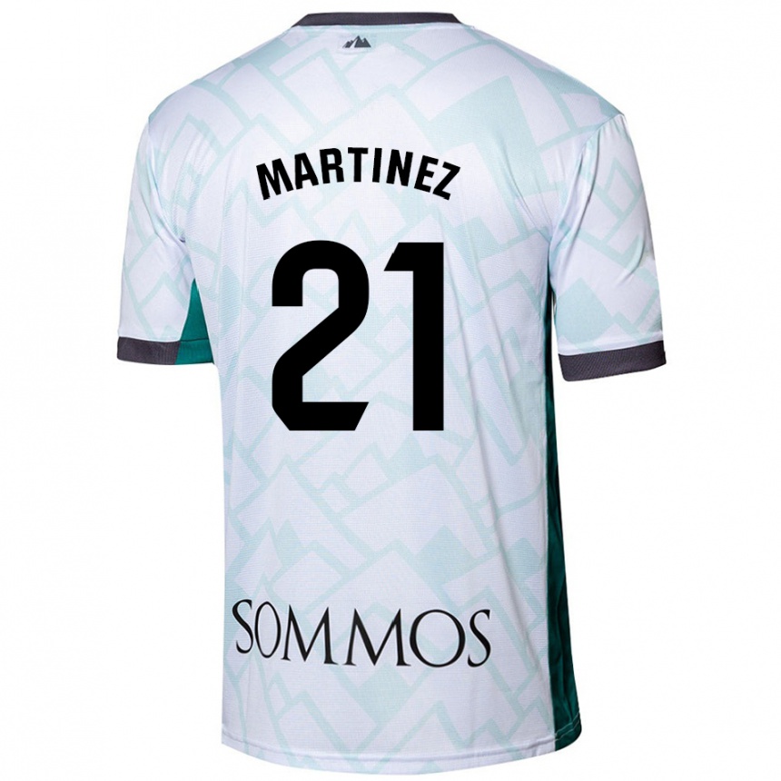 Kids Football Alejandra Martínez #21 White Green Away Jersey 2024/25 T-Shirt Canada