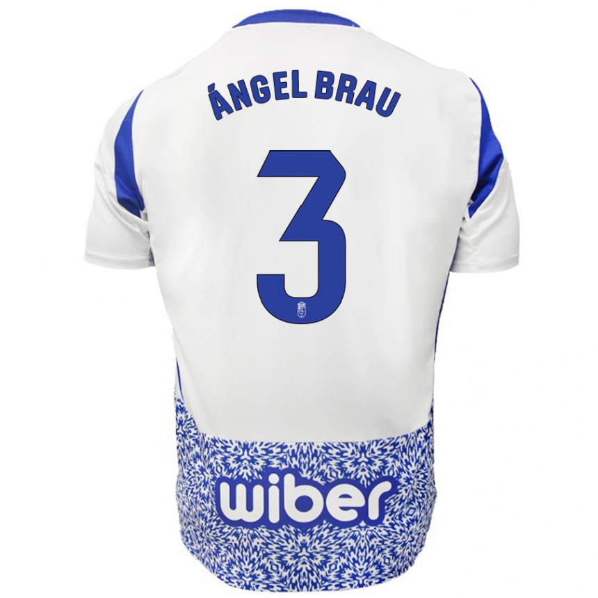 Kids Football Miguel Ángel Brau #3 White Blue Away Jersey 2024/25 T-Shirt Canada