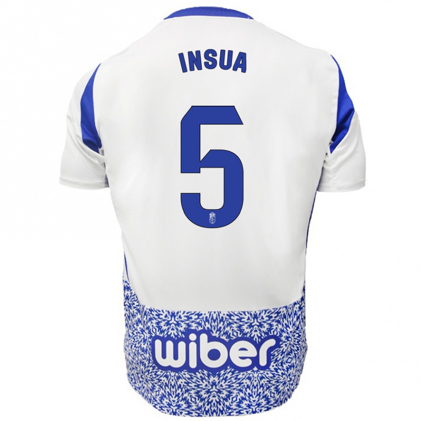 Kids Football Pablo Insua #5 White Blue Away Jersey 2024/25 T-Shirt Canada