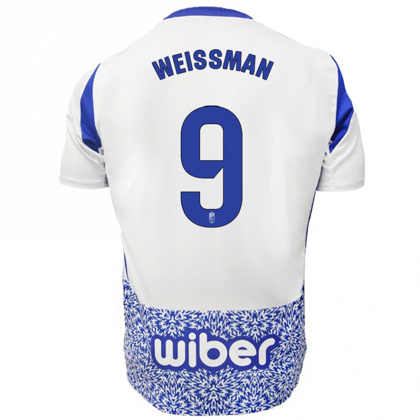 Enfant Football Maillot Shon Weissman #9 Blanc Bleu Tenues Extérieur 2024/25 Canada