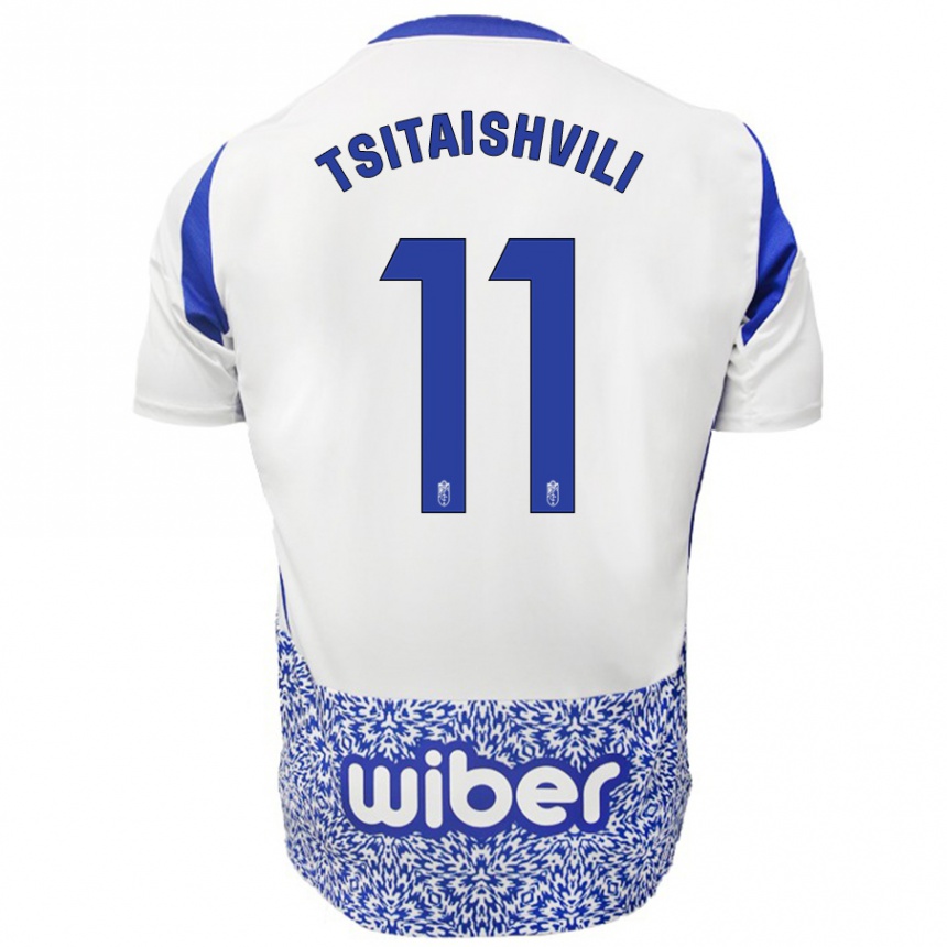 Kids Football Georgiy Tsitaishvili #11 White Blue Away Jersey 2024/25 T-Shirt Canada