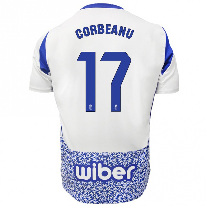 Kids Football Theo Corbeanu #17 White Blue Away Jersey 2024/25 T-Shirt Canada