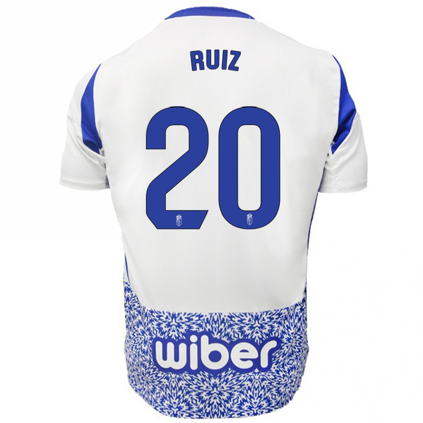 Enfant Football Maillot Sergio Ruiz #20 Blanc Bleu Tenues Extérieur 2024/25 Canada