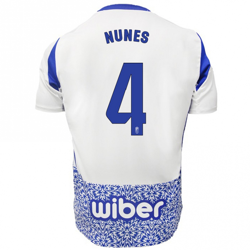 Kids Football David Nunes #4 White Blue Away Jersey 2024/25 T-Shirt Canada