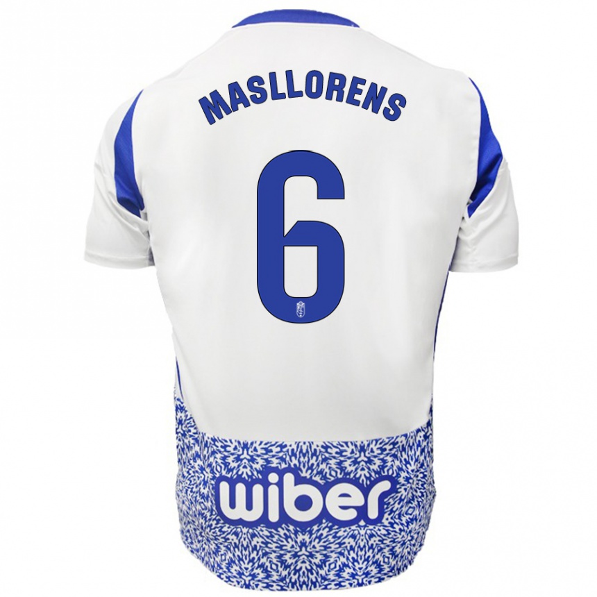 Kids Football José Masllorens #6 White Blue Away Jersey 2024/25 T-Shirt Canada