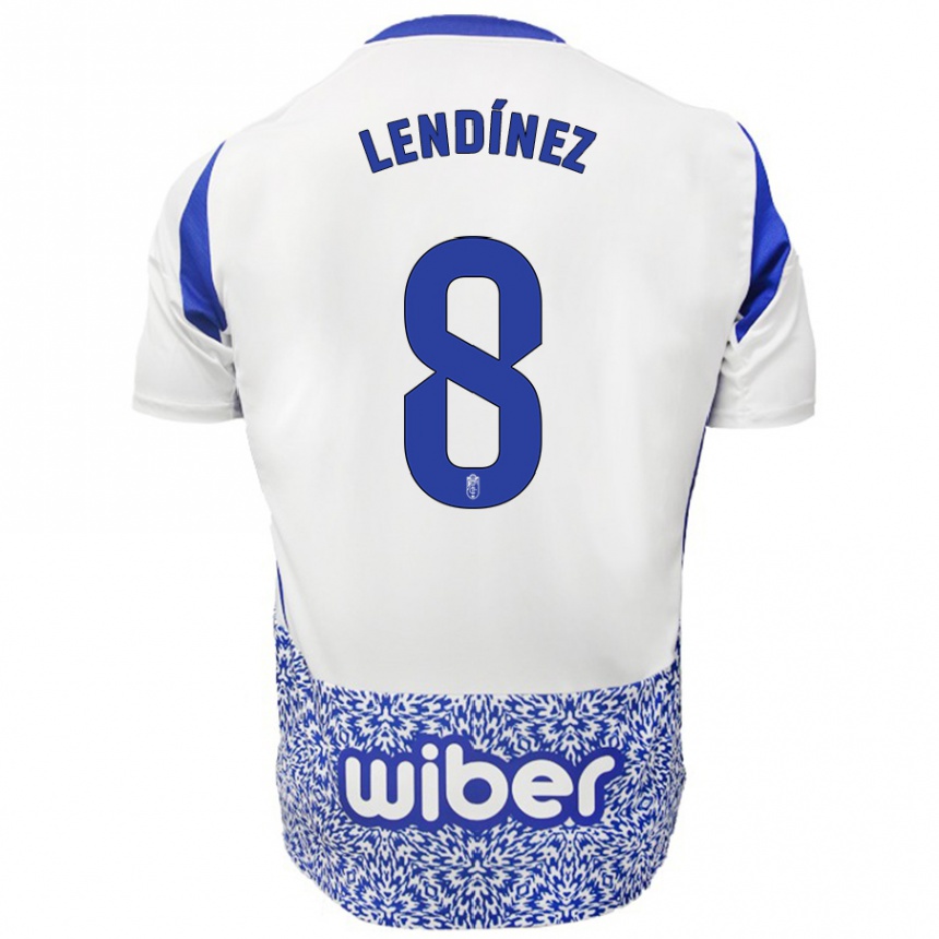 Enfant Football Maillot Juanma Lendínez #8 Blanc Bleu Tenues Extérieur 2024/25 Canada