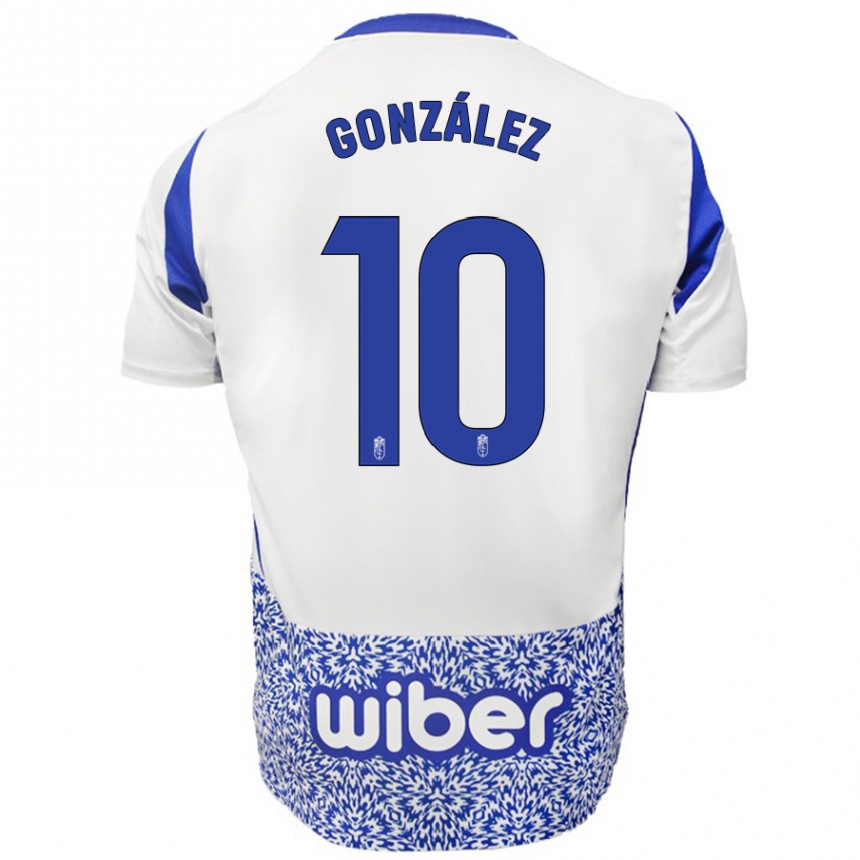 Kids Football Mario González #10 White Blue Away Jersey 2024/25 T-Shirt Canada