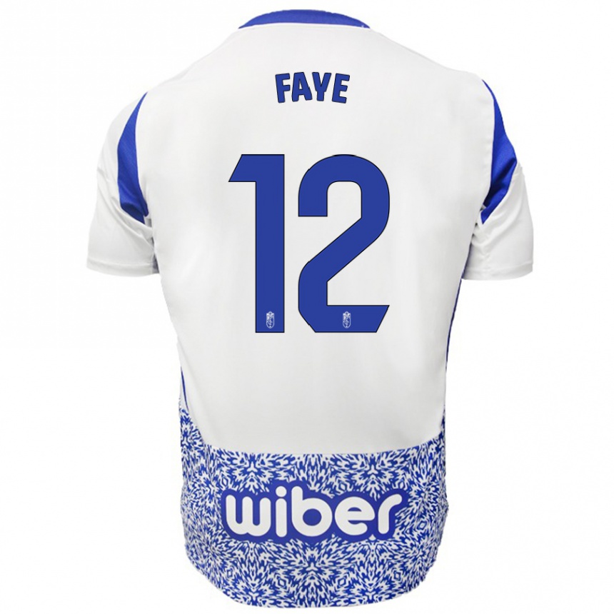 Kids Football Serigne Faye #12 White Blue Away Jersey 2024/25 T-Shirt Canada