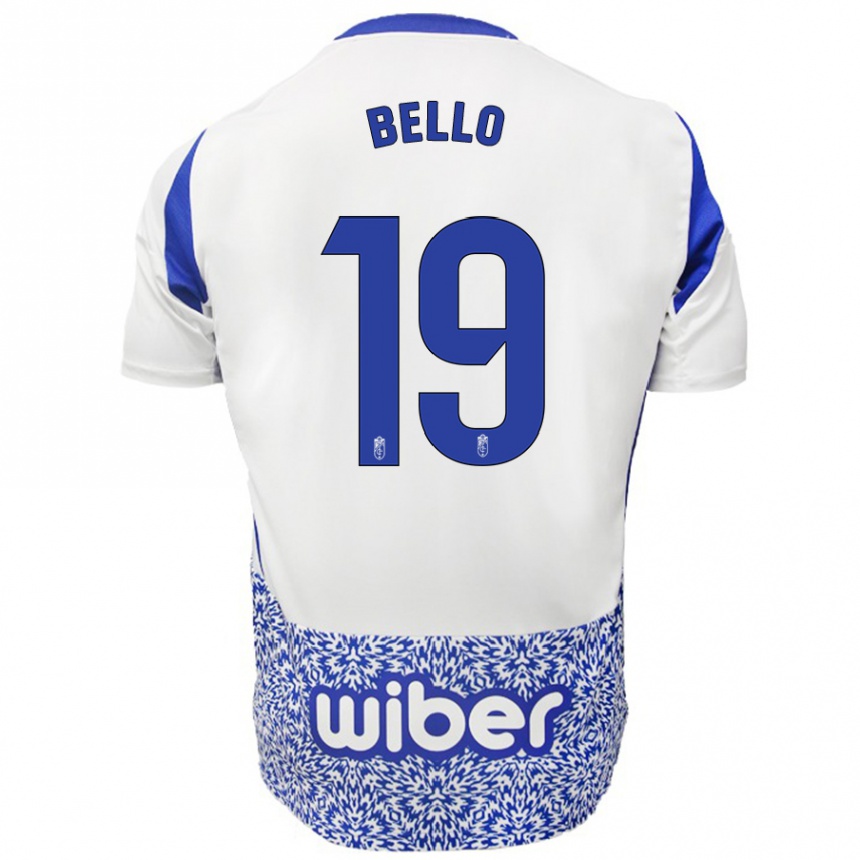 Kids Football Eghosa Augustine Bello #19 White Blue Away Jersey 2024/25 T-Shirt Canada