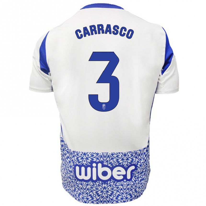 Kids Football Marta Carrasco #3 White Blue Away Jersey 2024/25 T-Shirt Canada