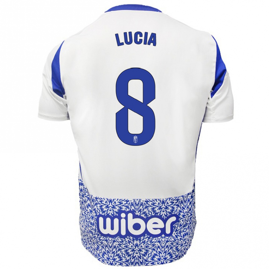 Kids Football Lucía Martínez #8 White Blue Away Jersey 2024/25 T-Shirt Canada