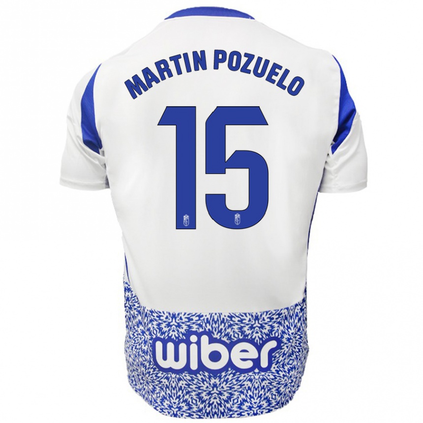 Enfant Football Maillot Esther Martín-Pozuelo #15 Blanc Bleu Tenues Extérieur 2024/25 Canada