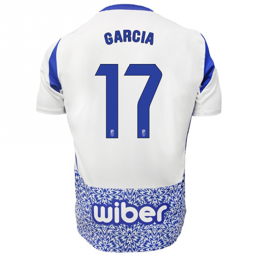 Kids Football Naima García #17 White Blue Away Jersey 2024/25 T-Shirt Canada