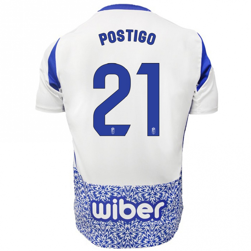 Kids Football Postigo #21 White Blue Away Jersey 2024/25 T-Shirt Canada