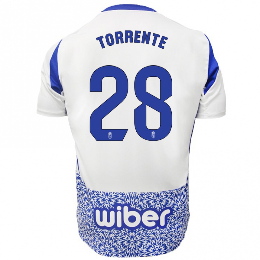 Enfant Football Maillot Raúl Torrente #28 Blanc Bleu Tenues Extérieur 2024/25 Canada