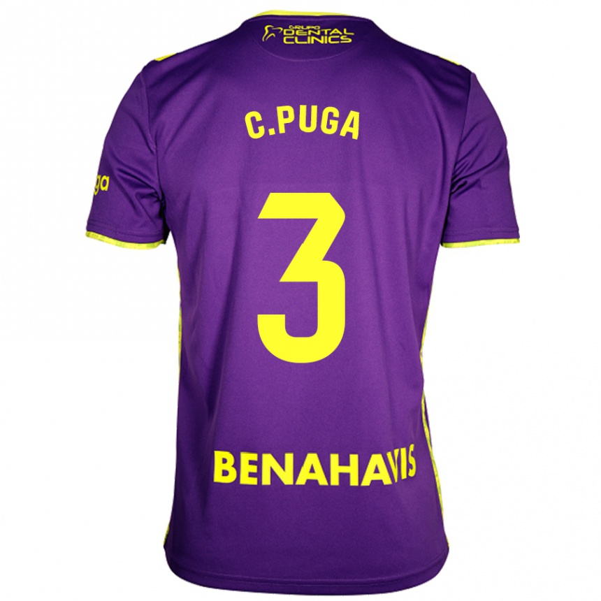 Kids Football Carlos Puga #3 Purple Yellow Away Jersey 2024/25 T-Shirt Canada