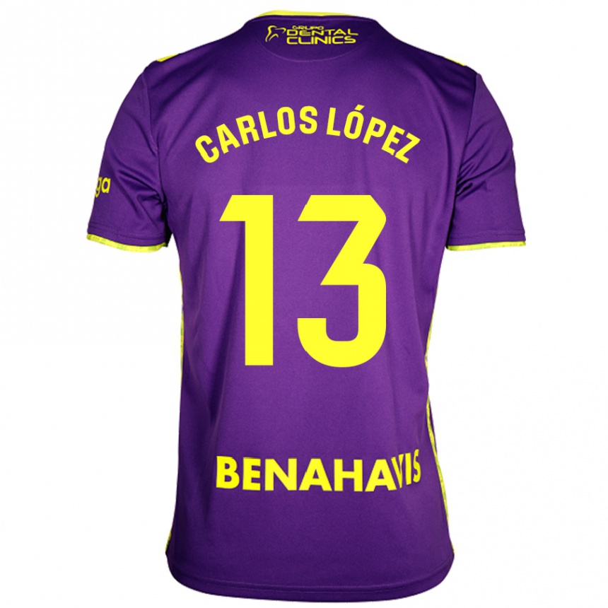 Kids Football Carlos López #13 Purple Yellow Away Jersey 2024/25 T-Shirt Canada