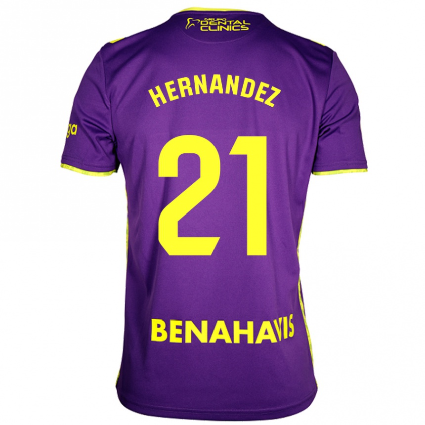 Kids Football Juan Hernández #21 Purple Yellow Away Jersey 2024/25 T-Shirt Canada