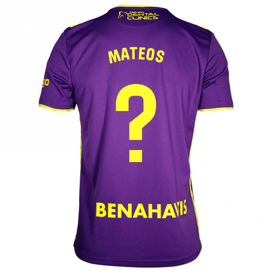 Kids Football Álex Mateos #0 Purple Yellow Away Jersey 2024/25 T-Shirt Canada