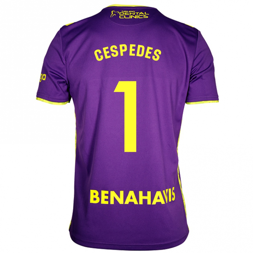 Enfant Football Maillot Andrés Céspedes #1 Violet Jaune Tenues Extérieur 2024/25 Canada