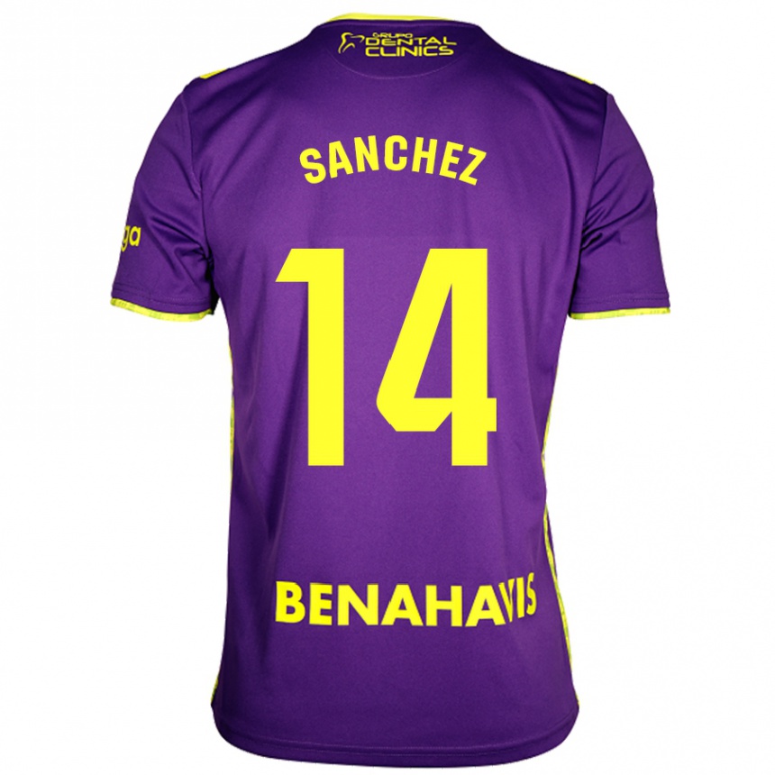 Kids Football Rubén Sánchez #14 Purple Yellow Away Jersey 2024/25 T-Shirt Canada