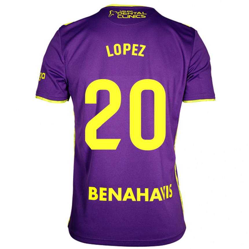 Kids Football Adri López #20 Purple Yellow Away Jersey 2024/25 T-Shirt Canada