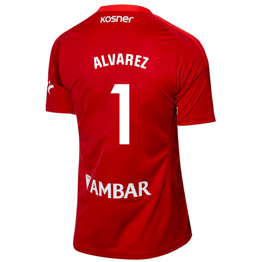 Enfant Football Maillot Cristian Álvarez #1 Blanc Bleu Tenues Extérieur 2024/25 Canada