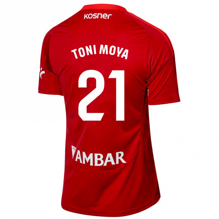 Enfant Football Maillot Toni Moya #21 Blanc Bleu Tenues Extérieur 2024/25 Canada