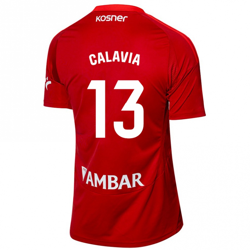 Kids Football Carlos Calavia #13 White Blue Away Jersey 2024/25 T-Shirt Canada