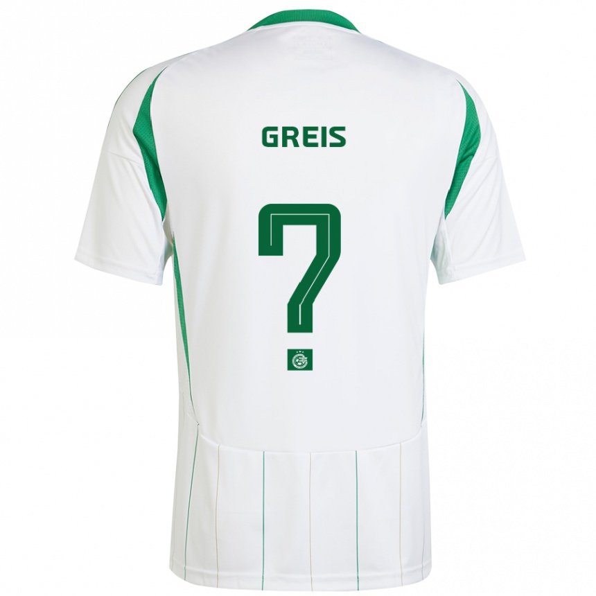 Kids Football Nitai Greis #0 White Green Away Jersey 2024/25 T-Shirt Canada