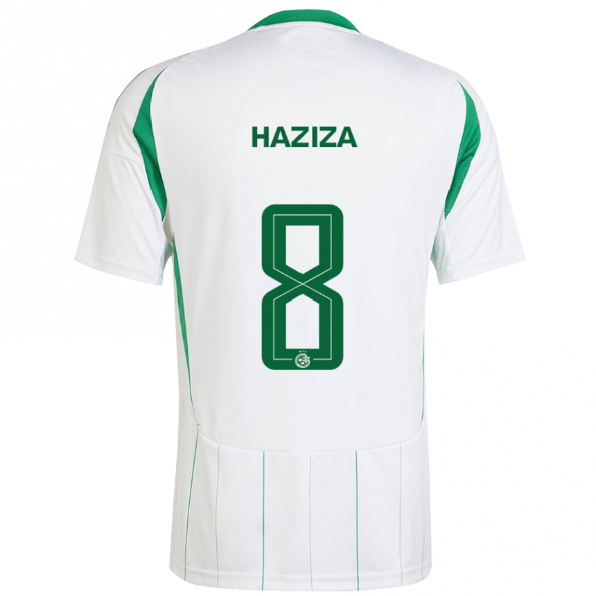 Enfant Football Maillot Dolev Haziza #8 Blanc Vert Tenues Extérieur 2024/25 Canada