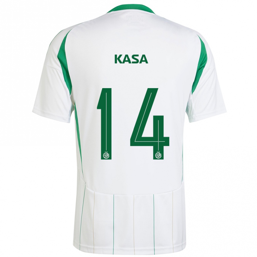 Kids Football Lior Kasa #14 White Green Away Jersey 2024/25 T-Shirt Canada