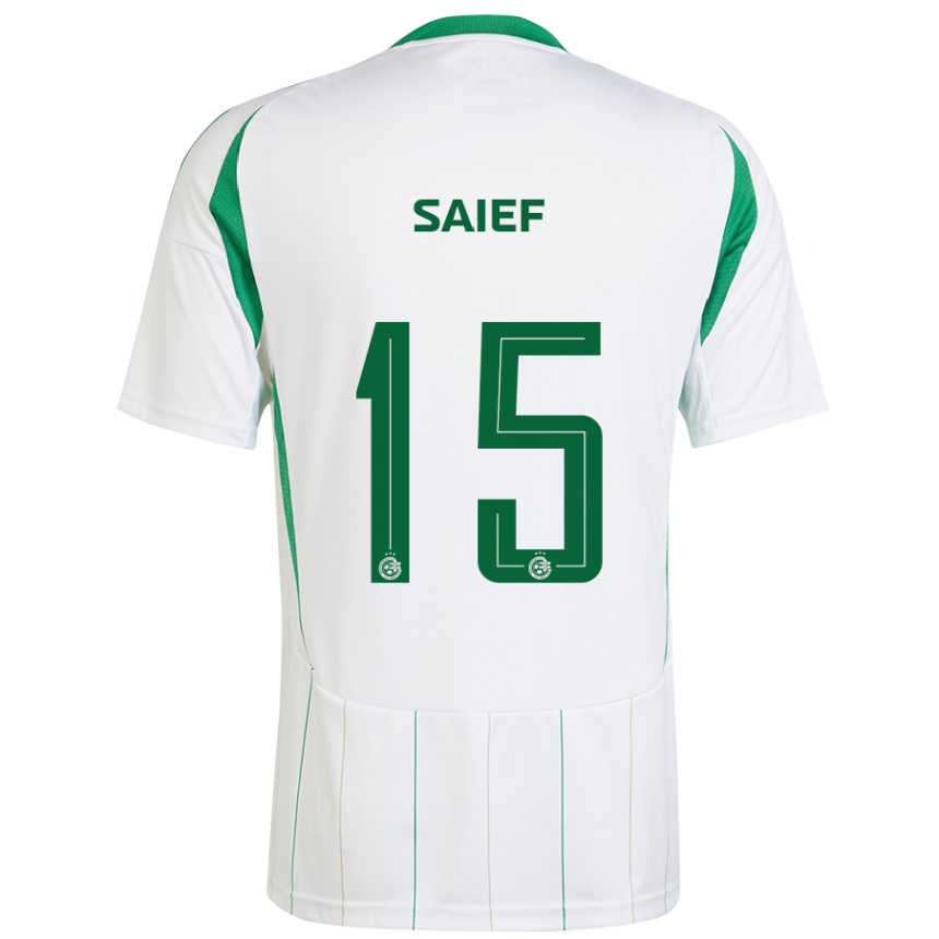 Kids Football Kenny Saief #15 White Green Away Jersey 2024/25 T-Shirt Canada