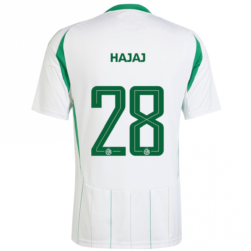 Enfant Football Maillot Ilay Hajaj #28 Blanc Vert Tenues Extérieur 2024/25 Canada