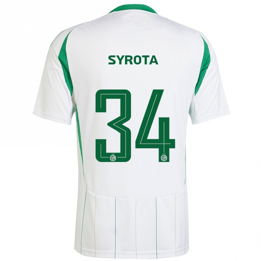 Kids Football Oleksandr Syrota #34 White Green Away Jersey 2024/25 T-Shirt Canada