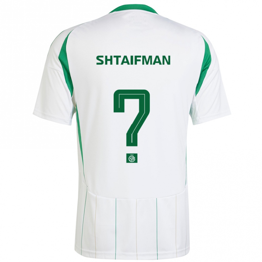 Kids Football Noam Shtaifman #0 White Green Away Jersey 2024/25 T-Shirt Canada