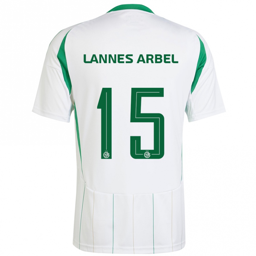 Enfant Football Maillot Tomer Lannes Arbel #15 Blanc Vert Tenues Extérieur 2024/25 Canada