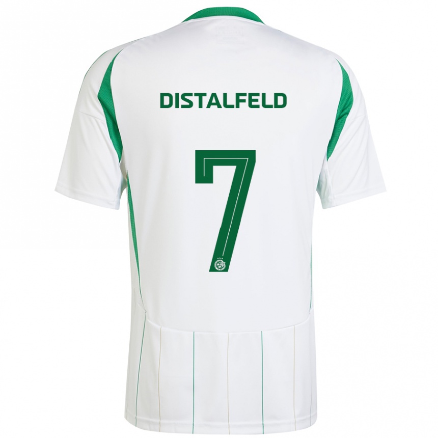 Enfant Football Maillot Yanai Distalfeld #7 Blanc Vert Tenues Extérieur 2024/25 Canada